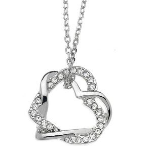 Swarovski Crystal Intertwining Hearts Necklace Silver